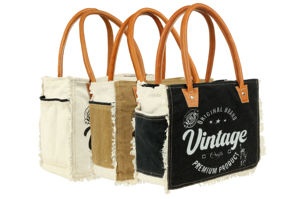 Sac fourre-tout rétro de grande capacité pour femmes avec poignée en cuir motif de lettre en toile écologique pour les voyages et les cadeaux - Product Image 5