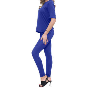 Vente en gros d'ensembles de fitness légers pour femmes hauts de qualité leggings meilleur fournisseur ensemble de leggings t-shirts yoga en tricot à motif solide - Product Image 4