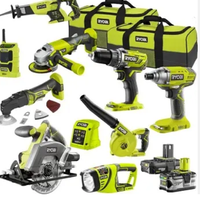Kit Combinado Inalámbrico Ryobi P1896 ONE Plus de 18 Voltios con Batería de Iones de Litio (12 Herramientas) - Garantía de 3 Años, Dimensiones de 100 mm