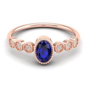 Anillo REYES Exquisito con Zafiro Azul y Moissanita, Personalizado en Oro Rosa de 14K, Regalo de Boda o Compromiso, Joyería Fina para Mujer - Product Image 1