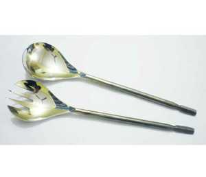 Ensemble de 2 couverts à salade en acier inoxydable et résine écologique, outils à salade de haute qualité à prix abordable pour la cuisine à domicile - Product Image 4