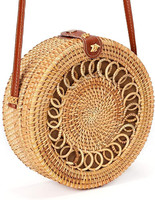 Lanterne artisanale en bambou naturel et rotin pour femme, idéale pour les voyages et les loisirs, en osier classique, paille et jacinthe d'eau, fabriquée au Vietnam - TUYET DUNG