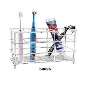 Porte-brosse à dents 7 fentes porte-brosse à dents électrique mural en acier inoxydable grand support pour salle de bain avec ruban suspendu - Product Image 1