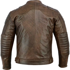 Veste d'hiver de moto élégante en cuir de vachette de qualité supérieure pour hommes Slim Black Biker Style Full Protective Windproof - Product Image 4