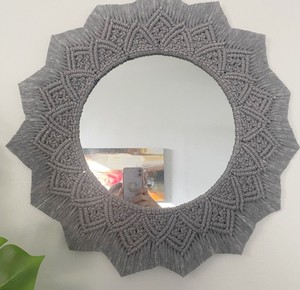 Grey Flower Theme Rope <b>Mirror</b> - Home Decor Large <b>Wall</b> <b>Mirror</b> - Product Image 2