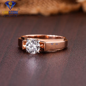 Lab-Stone 1,00 TDW Anillo de oro rosa con diamantes de corte redondo Elegancia clásica Color DE LA EF-VS - Product Image 2