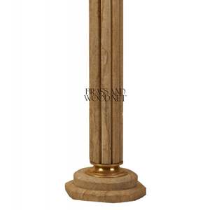 Elegante Pedestal de Mármol Beige Acanalado con Base Octogonal y Capitel de Latón Dorado - Product Image 3