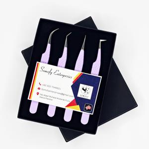 แหนบต่อขนตาสแตนเลสสีม่วงด้าน พร้อมโลโก้ OEM ปลายไฟเบอร์สีเงิน ใหม่ ยั่งยืน ผลิตโดย Somofy Enterprises คุณภาพสูง - Product Image 6