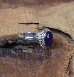 Anillo fino de plata 925 hecho a mano para mujer con piedra preciosa de corte ovalado de amatista fuente directa para uso diario de boda - Product Image 2