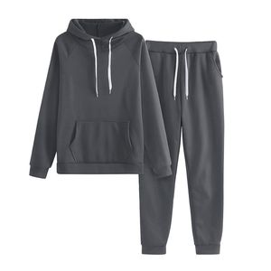 Conjuntos de pantalones de chándal y Sudadera con capucha de Color sólido de talla grande para mujer Conjuntos de chándales deportivos de manga larga para Otoño e Invierno - Product Image 1