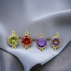 ชุบทอง925เงิน CZ รอบฝาอเล็กซานไดรต์ CZ เสน่ห์เครื่องประดับทำการเชื่อมโยง CZ เสน่ห์จำนวนมาก Alexandrite ลิงค์ผู้จัดจำหน่าย - Product Image 5