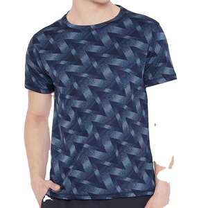 T-shirt décontracté pour homme, couleur unie, manches courtes, logo imprimé en relief sur le devant, mélange polyester/coton, respirant, séchage rapide, coupe classique - Product Image 1