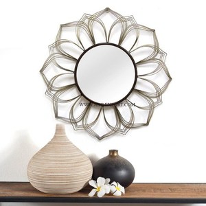 Elegant Large Round Sjape Gold Color <b>Mirror</b> Handmade Antique Style Metal <b>Frame</b> for Upscale Interior Wall Decor Accessories - Product Image 6