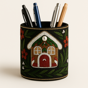 Porte-stylo artisanal en tissu doux de qualité supérieure, anti-rayures, brodé, organisateur de bureau - Product Image 1