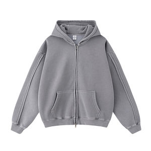 OEM Sweat à capuche de grande qualité avec double fermeture éclair et logo personnalisé Sweat à capuche zippé en coton et en polaire pour hommes - Product Image 5
