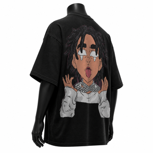 Custom Oversized Black <b>T</b> Shirt Cartoon Character <b>Back</b> Print Streetwear Cotton Graphic Tee Men Hip Hop Style High Quality OEM - Product Image 3