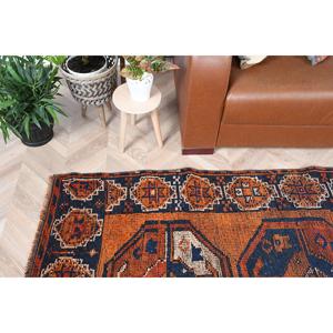 Alfombra Turca de Pasillo 3.2x10 pies (99x305 cm), Alfombra Vintage con Borde Marrón - Product Image 1