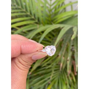 Bague en argent 925 avec cristal de quartz en forme de cœur, bijoux élégants et féminins - Product Image 2