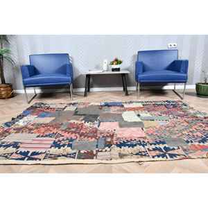 Alfombra Turca Vintage, Alfombra de 4.5x7.3 pies, Alfombra Azul con Estampado Animal - Product Image 2