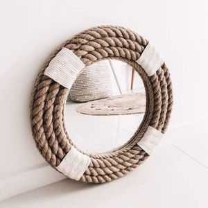 Handmade Low MOQ Vintage Wood and Resin Wall Decorative Round <b>Mirror</b> Customized Manufacturer Wholesaler - Product Image 1