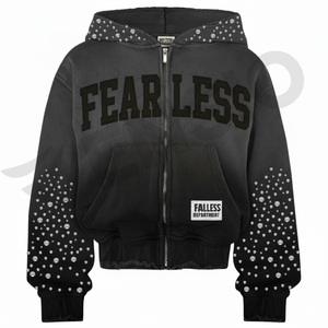 Respirant poids lourd fermeture éclair à capuche personnalisé 100% français éponge sweat à capuche Streetwear strass fermeture éclair à capuche pour hommes - Product Image 3