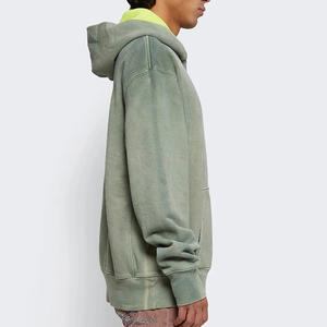 Nouveaux sweats à capuche pour hommes élégants et tendance, couleur unie, effet délavé, tissu polaire, coupe-vent et respirant, mélange de coton de haute qualité - Product Image 5