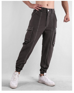 Pantalones Cargo de alta calidad para hombre, mallas informales con varios bolsillos para exteriores, senderismo, decoración de botones de invierno, pantalones de cintura media - Product Image 4