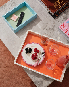 Bao Minh hecho a mano de lujo colorido Transferran Scolaped laca bandejas para servir-decoración del hogar bandeja de mesa personalizable modelo Linda 2038 - Product Image 3