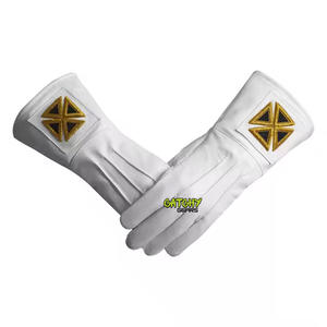 Gants blancs personnalisés avec broderie maçonnique Gant de franc-maçon en coton Gants maçonniques blancs de haute qualité avec logo royal - Product Image 3