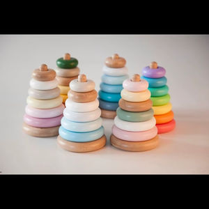 Jeu de blocs et de puzzles en bois artisanal pour enfants, bois multicolores - Product Image 1