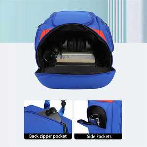 Sac à dos vibrant – Sac à dos bleu élégant avec plusieurs compartiments pour l'école et les voyages, sac à dos de football - Product Image 4