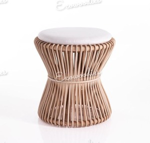 Tabouret rond en rotin traditionnel Tabouret de comptoir Tabourets décoratifs en rotin et pouf pour Console d'incrustation d'os de Restaurant de jardin d'hôtel - Product Image 3