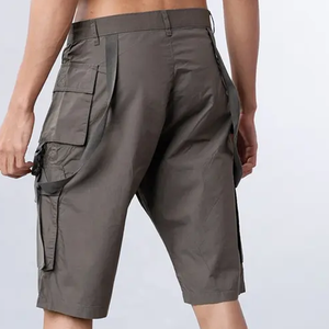 Pantalones cortos Cargo de Fitness de Color personalizado de calidad superior para hombre, pantalones cortos informales de algodón con cintas para Calle, bolsillos, patrón sólido - Product Image 3