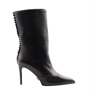 Top Quality Made in Italy Sexy Total Black High Heel Shoes for Woman Ankle Boot Catwalk