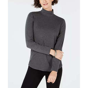 Maglia da donna in cotone con collo alto Charter Club, colore grigio scuro, taglia X-Large - Product Image 1