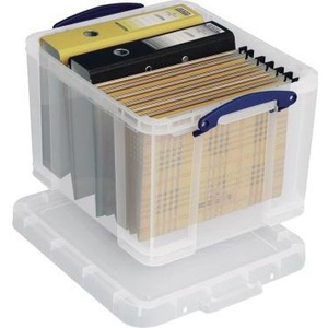 Boîte de rangement transparente en polypropylène très utile 48 x 31 x 39 cm DIN A4 35L pour le stockage de papiers et supports multimédias - Product Image 1