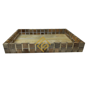 Top Standard plateau de service de noël de haute qualité avec corde Format cadeau de vacances décor à la maison Art thème dernière conception ronde bois - Product Image 1