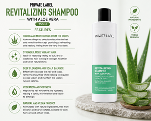 Champú Revitalizante de Aloe Vera de Marca Privada 250ml OEM |   Champú Reparador Hidratante para Cabello Seco y Dañado |   España UE - Product Image 2