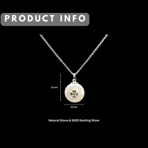 Colgante de Trébol de Cuatro Hojas en Plata 925 |   Nácar Blanco y Tsavorita |   Joyería Fina Personalizada OEM |   Cantidad mínima de pedido: 1 pieza - Product Image 2