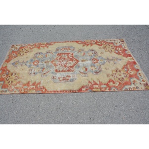 Alfombra de 3.6x6.9 pies, Alfombra Turca Vintage, Alfombra con Puntos Rojos y Azules - Product Image 3