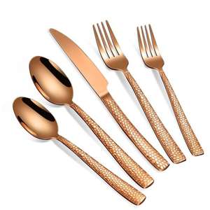 Juego de Cubiertos de Acero Inoxidable Ecológico de Lujo Moderno en Oro Rosa para Bodas y Cenas - Product Image 6