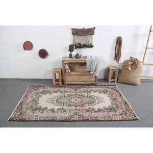 Tapis turc vintage 3,9x6,7 pi (118x204 cm), tapis persan brun - Product Image 3