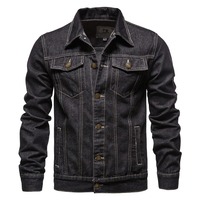 Chaqueta vaquera pesada Vintage para hombre con diseño de logotipo personalizado al por mayor 2025, transpirable, ecológica, cortavientos, con botones para invierno