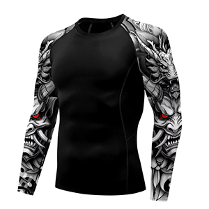 Sublimation <b>Printing</b> Bjj Mma Rash Guard Jiu Jitsu Custom logo UV Protection Compression t Shirt Rash Vest <b>Surfing</b> for Men Women - Product Image 3