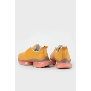 Scarpe Sneaker da donna in vera pelle naturale giallo
