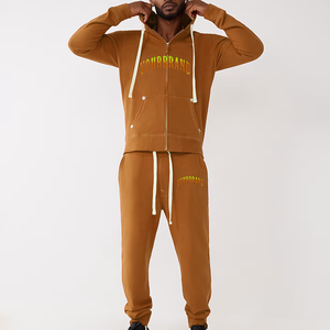 Ensemble de survêtement léger imprimé personnalisé, 100% coton, deux pièces, sweat-shirts à capuche, pantalons de survêtement évasés, jogging à strass empilés - Product Image 5
