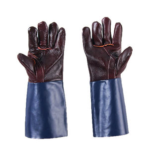 Guantes de seguridad de soldador naranja OEM con forro polar de algodón de cuero dividido de vaca tubería naranja - Product Image 1