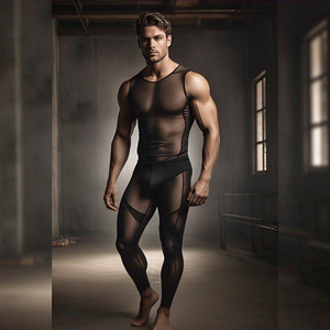 Legging de malla de poliéster 100% para hombre, mallas transparentes sexis de malla transparente, mallas transparentes con cintura elástica para hombre - Product Image 3