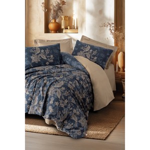 Ensemble de draps en satin de coton pour lit double avec motif floral Noctelle Bej pour usage domestique - Product Image 2
