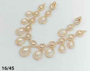 JOYERÍA DE COBRE TRADICIONAL Y DE MODA INDIA CONJUNTO DE JOYERÍA DE BODA NOVIA PARA MUJER CONJUNTO DE PENDIENTES Y COLLAR - Product Image 4